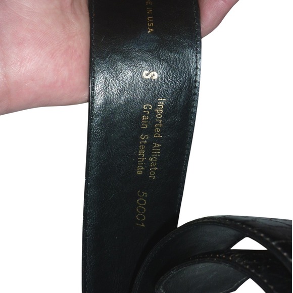 Vintage Bullock\'s Genuine Alligator Belt Black Leather Steerhide‎ Lined USA sz S main image 3